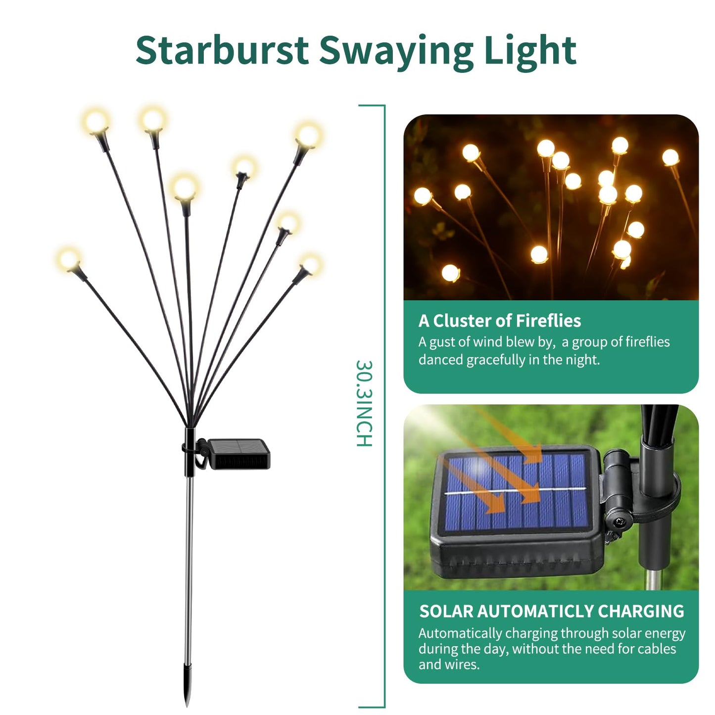 Vignuto Solar Lights Outdoor Waterproof, 16LED, 2 Packs, Warm White, Plastic, Model Vignuto-01