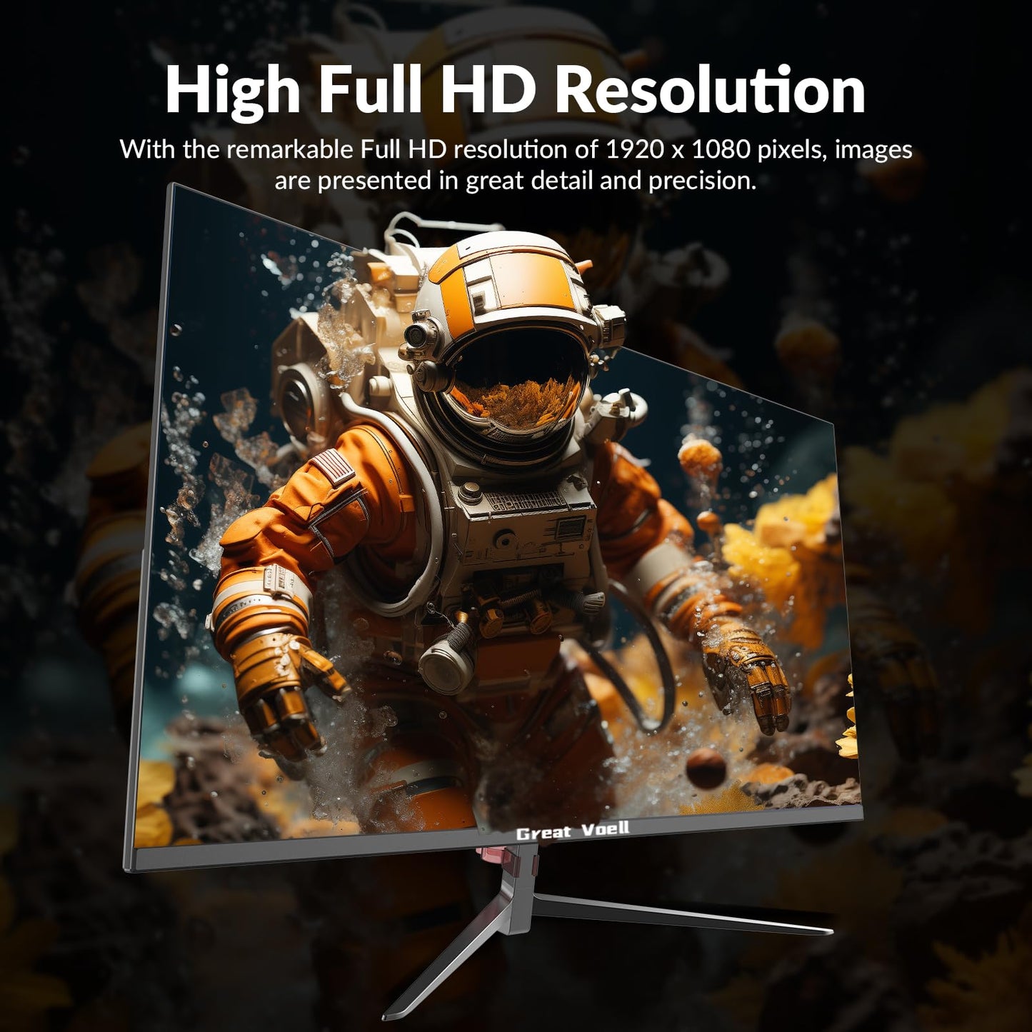 Great voell 27 inch Gaming Monitor IPS 100Hz Computer Monitor Full HD 1920 x 1080P with HDMI VGA Interface Eye Care Frameless 100 x 100mm VESA with 3-Side Virtually Borderless Design