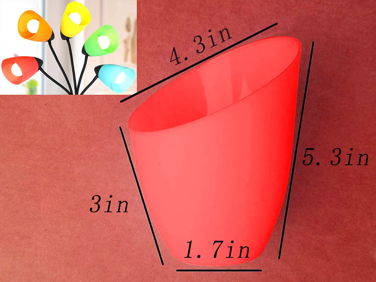 Velouer 2 Pack Plastic Lampshade Replacement for LED Floor Lamp, 5.7inH, 4.1inD, 1.65in Fitter, Red