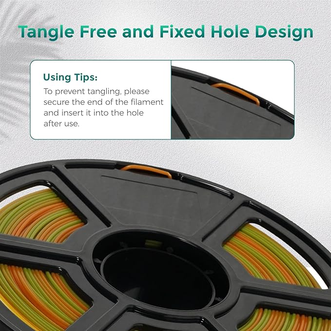 FLASHFORGE PLA Filament 1.75mm +/- 0.02mm Orange to Green Gradient, Smooth Color-Changing 3D Printer Filament 1kg (2.2lbs) Spool, 3D Printing Filament Easy to Use and Fits for Most FDM 3D Printers