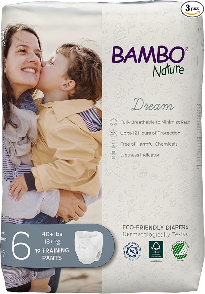 Bambo Nature Hypoallergenic Training Pants, Premium Eco-Labeled Training Pants, Totally Chlorine-Free, Skin Friendly - Size 6 (57 Count)