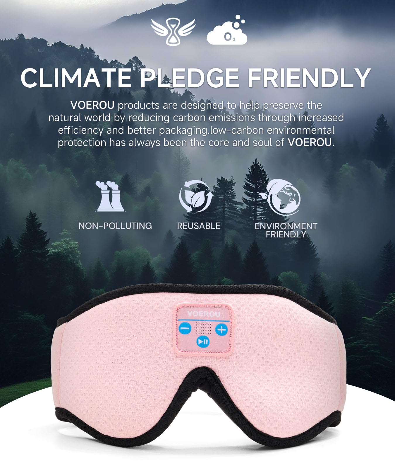 Voerou Sleep Headphones 3D Sleep Mask with Bluetooth 5.4 Headphones, Eye Maks for Sleep with Soft Breathable Fabric & HD Stereo Speakers, Cool Tech Gadgets Christmas Gift for Men Women Teen Boys Dad