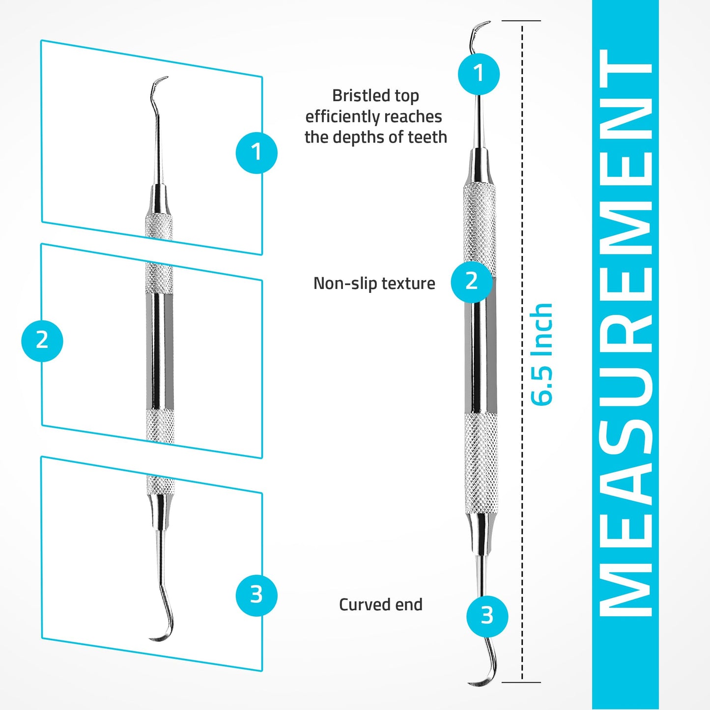 Utopia Care Professional Dental Tartar Scraper Tool, Dental Pick, Double Ended Tartar Remover for Teeth, Plaque Remover, Tooth Scraper, (1, Silver, 6.5 Inch)