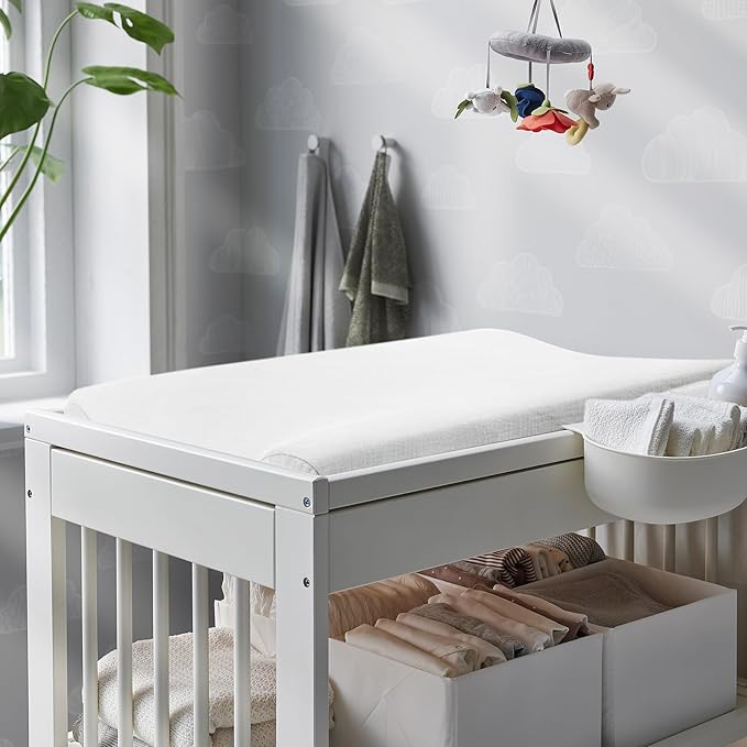 3 Pack Muslin Changing Pad Cover, Solid Changing Table Pad Cover, Soft Breathable Double Layer Boho Changing Pad Sheets Fit for Standard Changing Pad 16" x 32" (White & Sand & Brick)