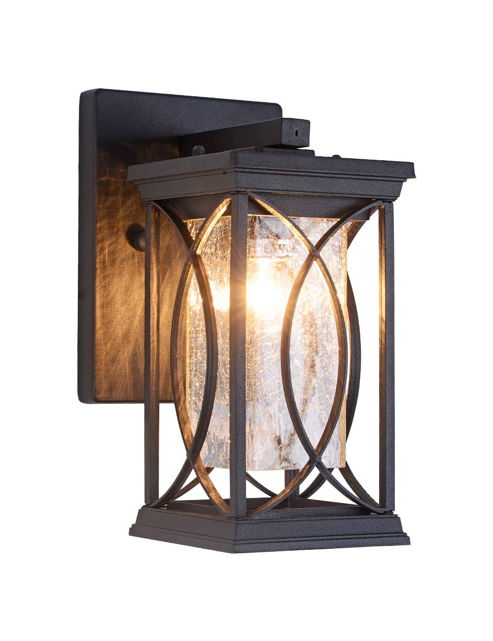 Delicavy Outdoor Wall Lantern - Small Modern Aluminum Light Fixture, Black with Dusk to Dawn Sensor, Waterproof for Porch, Garage, Front Door
