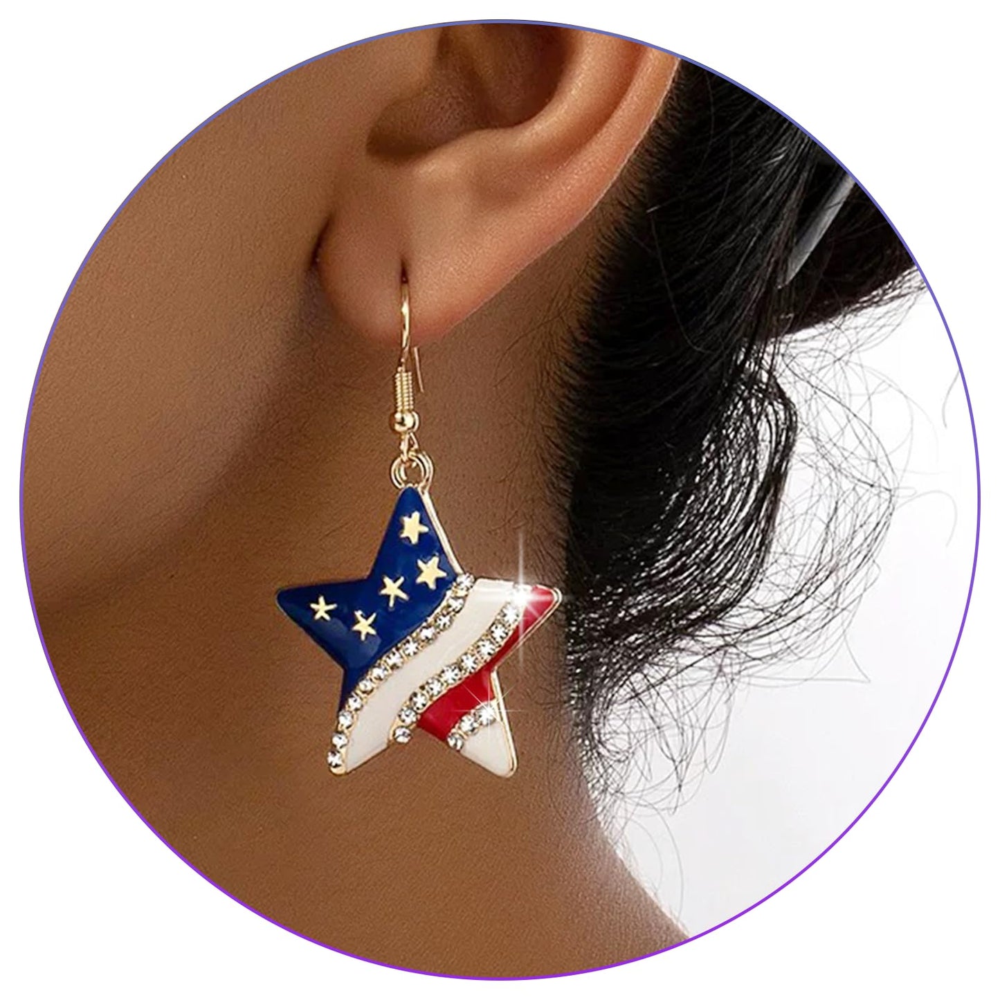 Halloween Acrylic Earrings - Cute Cat & Moon Star Design, Spooky Costume Accessories for Women, Party Favors (4th of July Star)