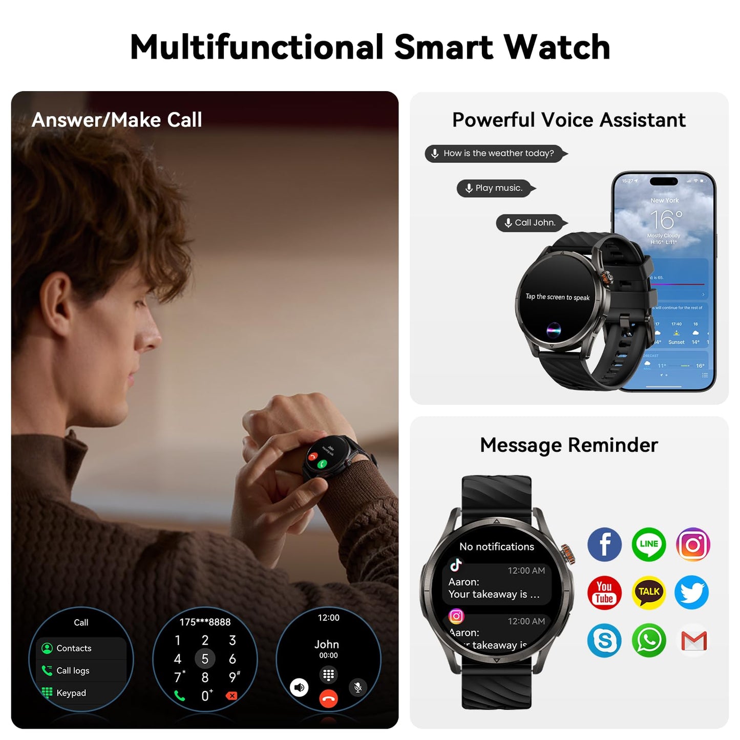 KOSPET Magic R10 GPS Smart Watch for Men, Stainless Steel Body, 50 Days Battery, 5ATM Waterproof, 180 Sport Modes for Outdoor Activity, 24/7 Heart Rate & Sleep Monitor (Black)