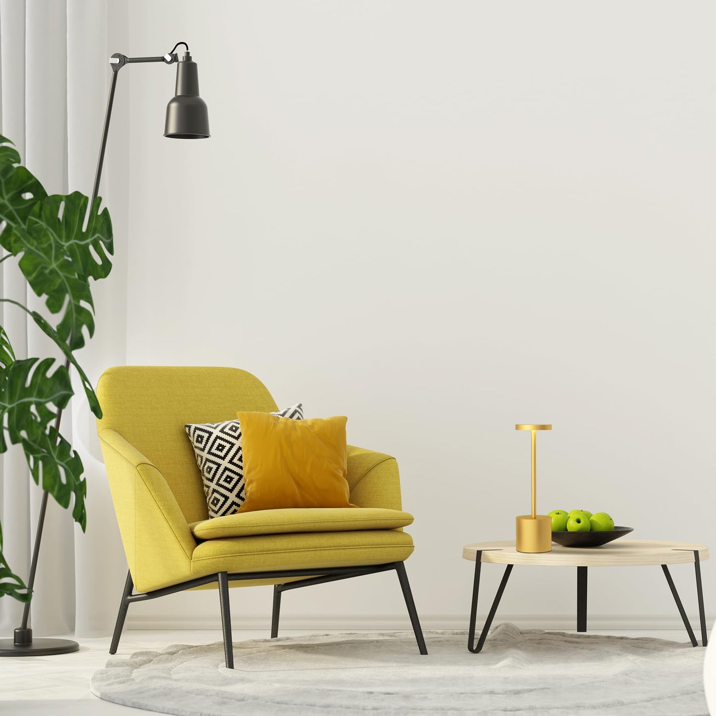 Tbbga Led Cordless Table Lamp - Portable Rechargeable, 2 Level Dimmable, Gold Aluminum, Ideal For Home Office/Outdoor Use