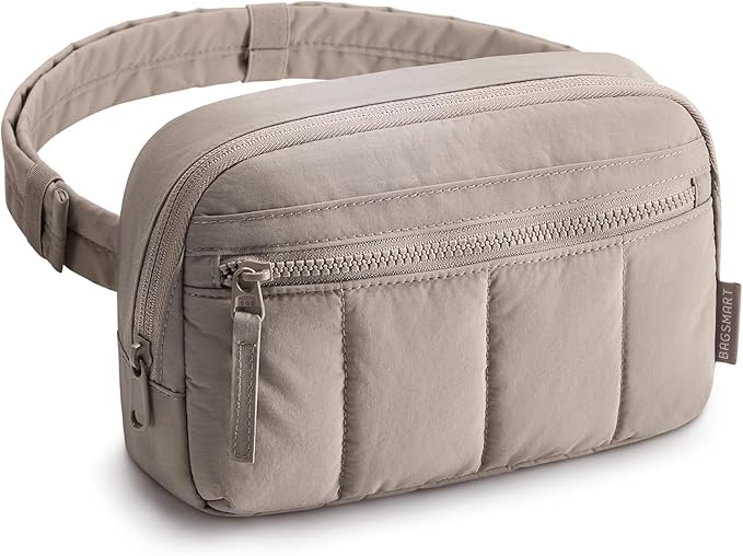 BAGSMART Fanny Packs for Women Cross Body, Quilted Puffy Belt Bag with Pockets, Fashion Waist Packs for Traveling Hiking C...