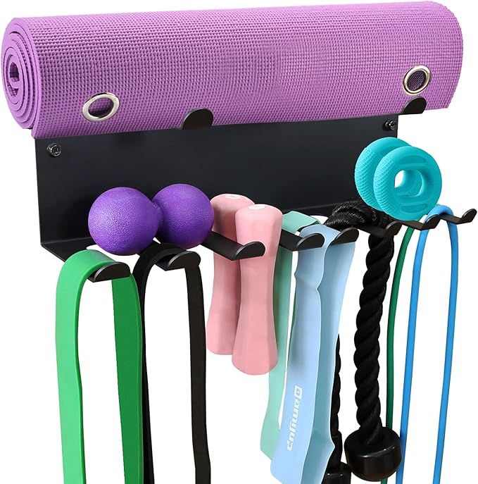 2 Tier Multi-Purpose Heavy Duty Storage Rack for Resistance Bands, Straps, Jump Ropes, Foam Rollers, Chains, Weight Belts,...