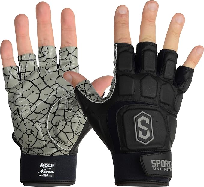 Sports Unlimited Max Clash Half Finger Lineman Adult Padded Football Gloves, Men's Football Lineman Gloves, Offensive/Defe...