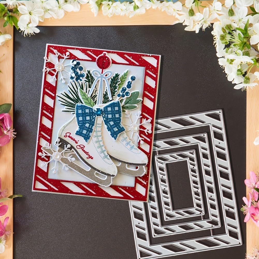 Metal Cutting Die for Scrapbooking - Cut Stencils for DIY Scrapbook Photo Album Decorative Paper Card, Card Making Supplies & Crafting Die Cut (Three Squares 5.5 x 4.3 in)
