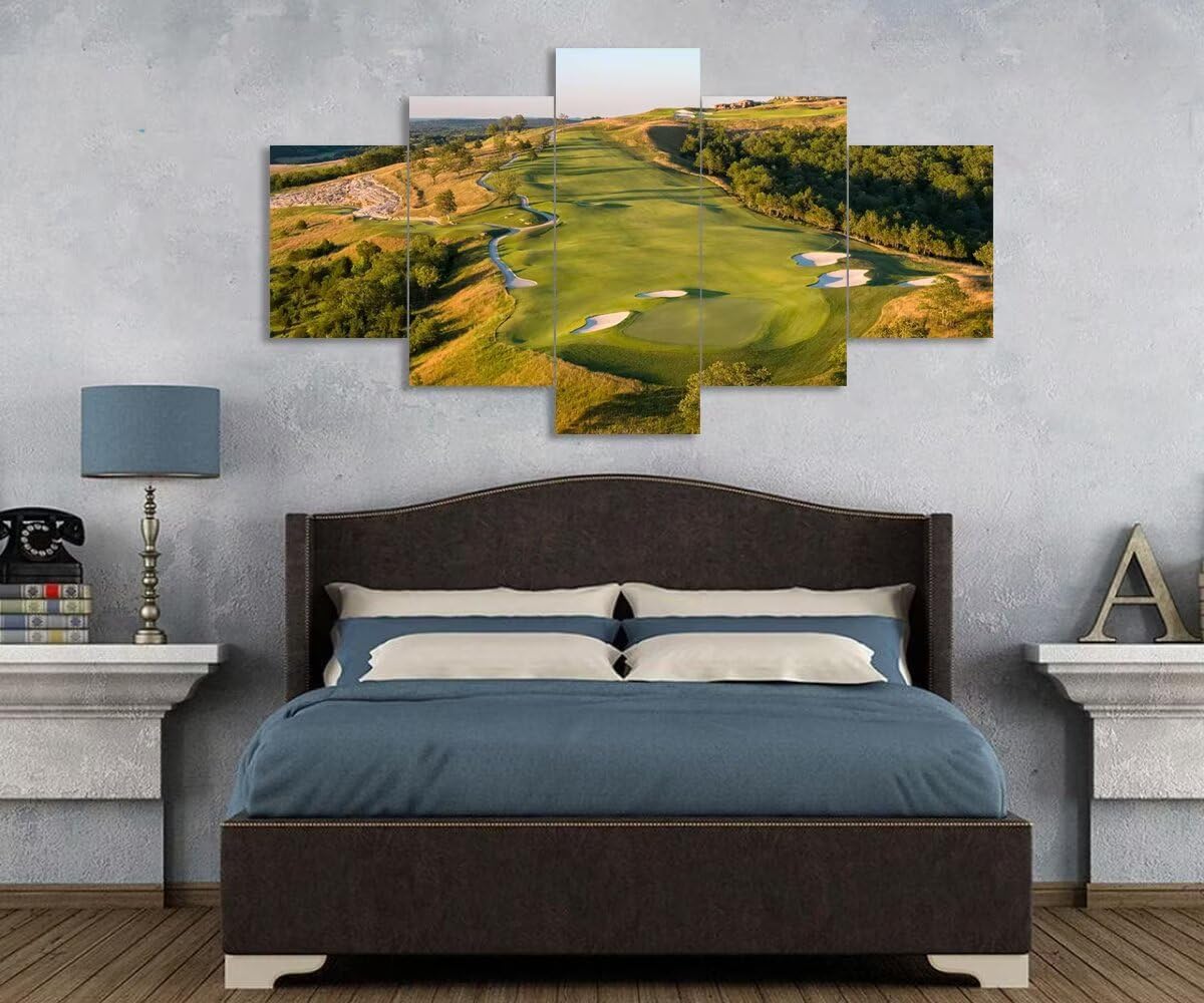 chenchenArt Paynes Valley Golf Course Wall Art for Office Living Room Bedroom Wall Decorations Paynes Valley Golf Course Picture Poster Canvas Prints Framed Ready to Hang(60''W x 40''H)