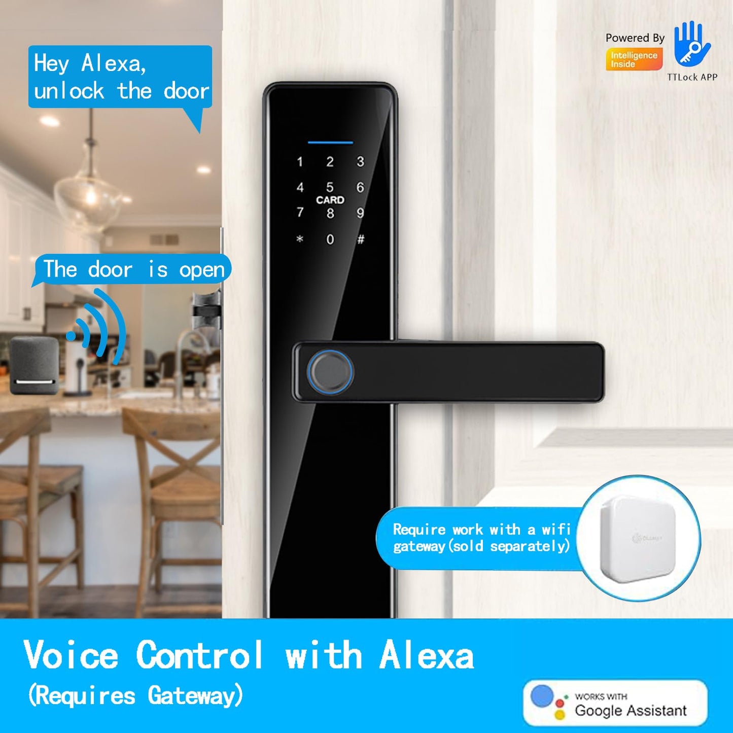 TITUOLOCCK Smart Keyless Entry Door Lock with Handle,Fingerprint Lock Deadbolt,Auto Lock Deadbolt with Keypad,Biometric Door Lock, Smart Front Handle Set