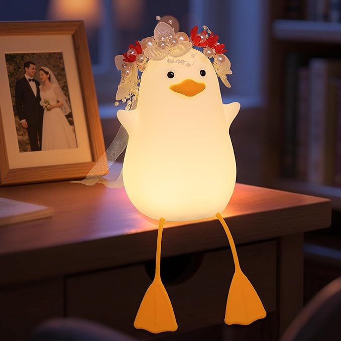 Bride Duck Night Light, Bridal Shower Gifts, Wedding Gifts for Bride/Groom with Timer & Dimmer & Rechargeable for Table Decor, Elegant Gift for Newlyweds, Anniversary, Engagement for Him Her Women Men