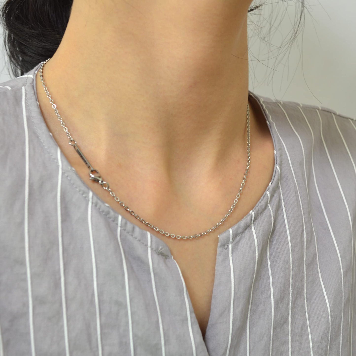 2MM Stainless steel chain necklace, Thin cable chain necklace for women men, Silver chains for necklace alone or pendant additio