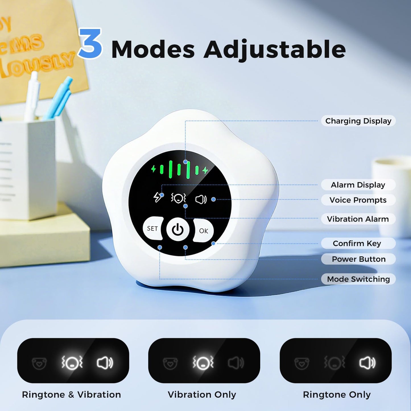 2026 New Bed Wetting Alarm for Boys and Girls, Compact & Comfortable Wireless Sensor, USB-C Rechargeable Bedwetting Alarm with 3 Working Modes, White