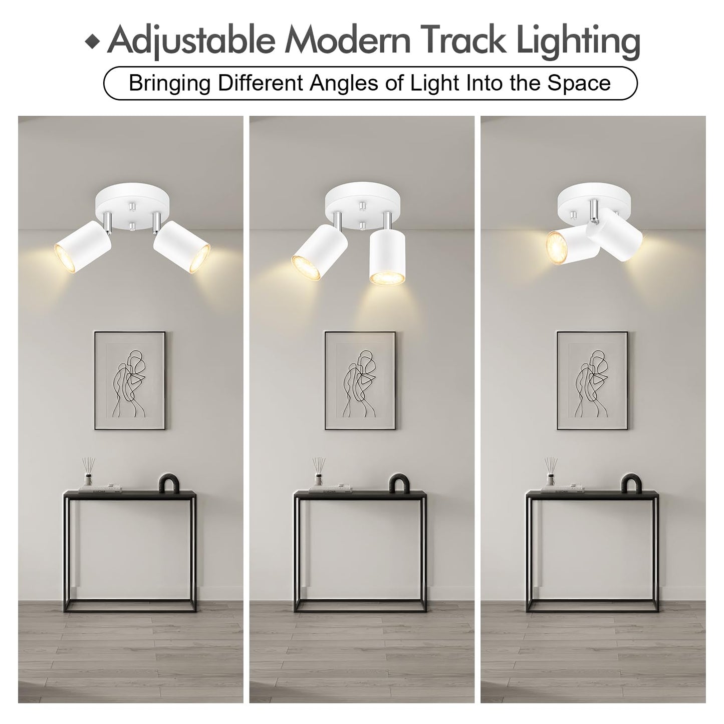 2 Light Track Lighting Fixtures Ceiling  Matte White Round Directional Ceiling Spotlight  Gu10 Flush Mount Track Fixture  Flexibly Rotatable Light Head For Kitchen/Living Room  Bulb Not Included