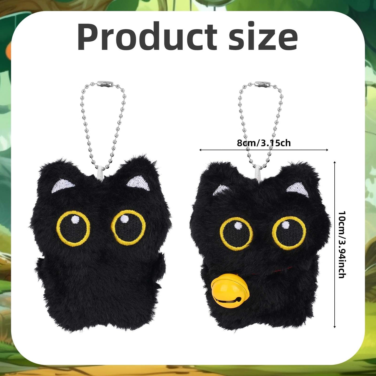 Mikovivi 2pcs Cat Plush Keychain, Adorable Black Cat Plush Keyring Charm Animal Fluffy Key Chain Kawaii Backpack Pendant Accessories for Handbags Wallets Kitty Lover Gifts