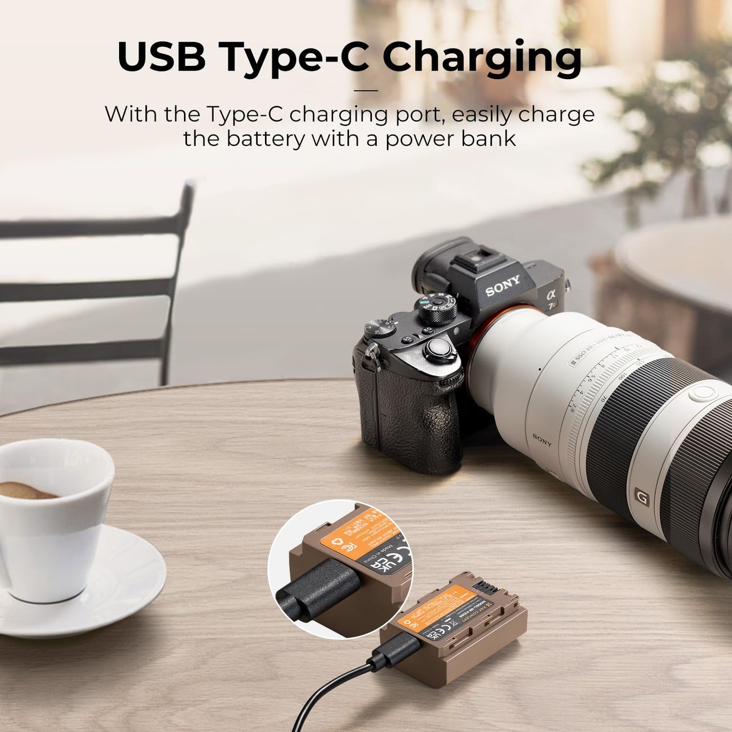 K&F Concept 2-Pack Np-Fz100 Battery, Usb-C Fast Charging A7Iii Batteries Compatible With Sony A7Iii A7Iv A6600 A6700 Zv-E1 Fx3 F