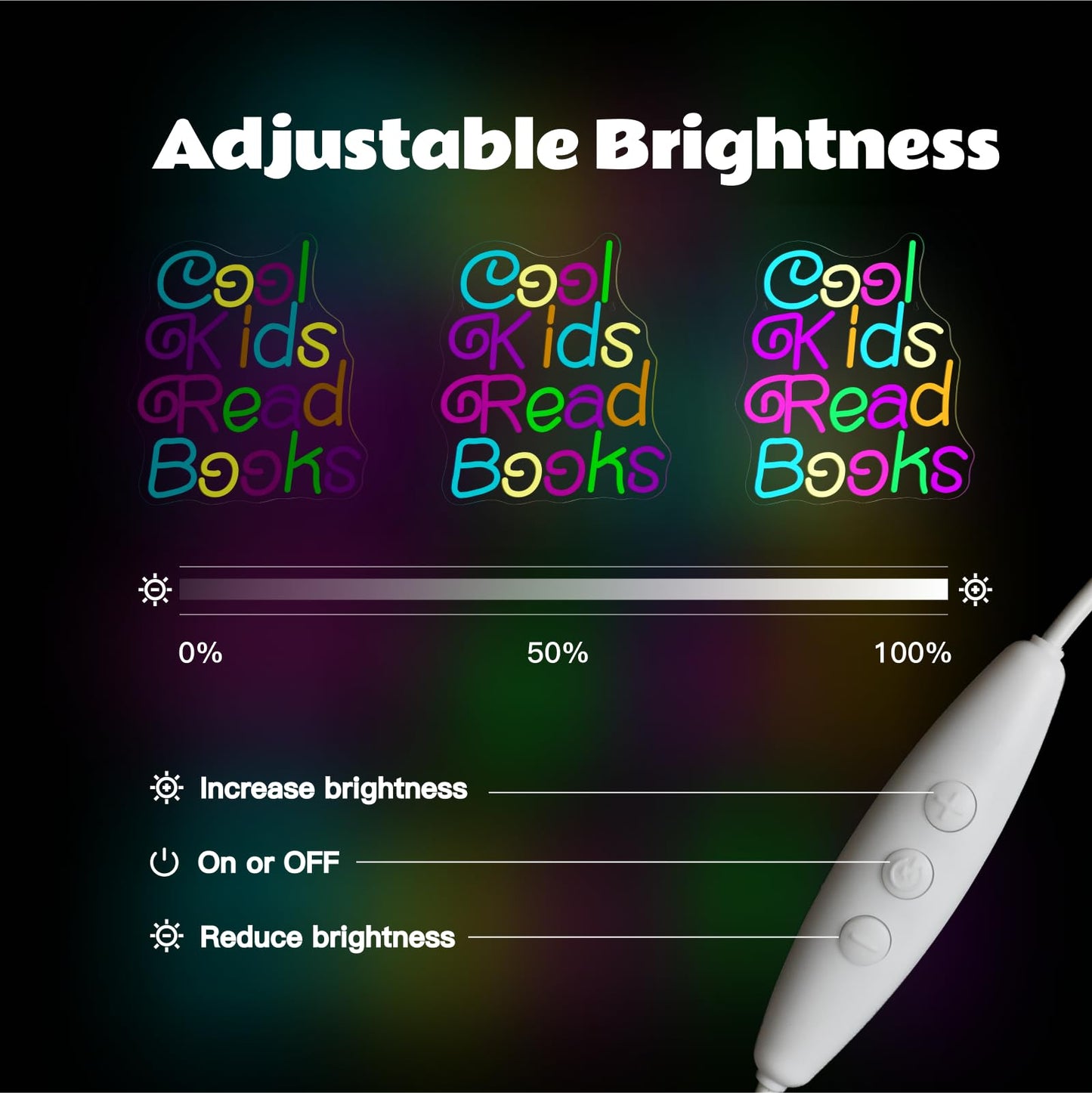 FAXFSIGN Cool Kids Read Books Neon Sign for Wall Decor Reading Neon Light Sign for Classroom Library Bedroom Bookstore School Led Neon Signs Children Students Kids Book Lover Gifts