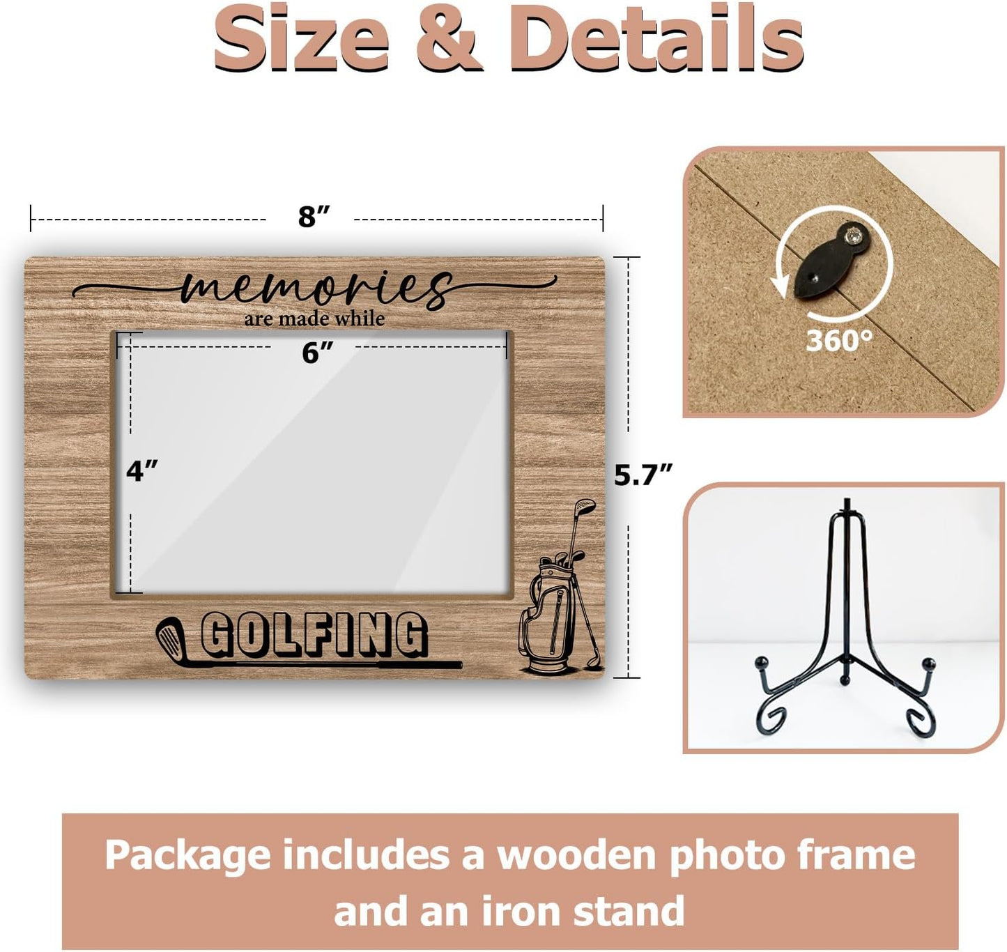 Golf Picture Frame, Golfing Gifts For Friends, Birthday Christmas Gifts Table Desk Decor Golf Photo Frame for 4 x 6 Photo /31