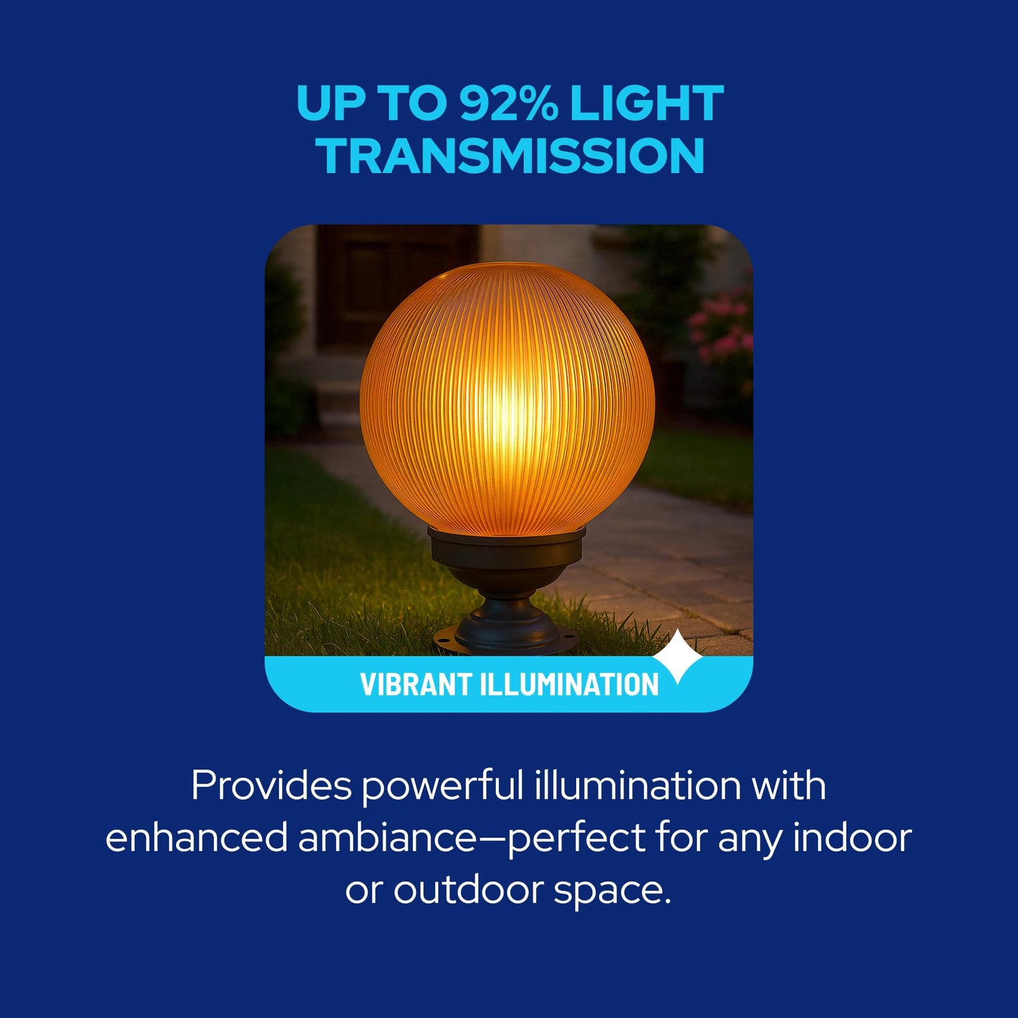 Kastlite 6 Globe Light Bulb Cover With 3.25 Threaded Screw-In Neck - Acrylic Plastic Replacement For Ceiling Lamp Shades  Outdoor Mood Lighting Fixtures & Camper Awning Lights - Orange  Striped