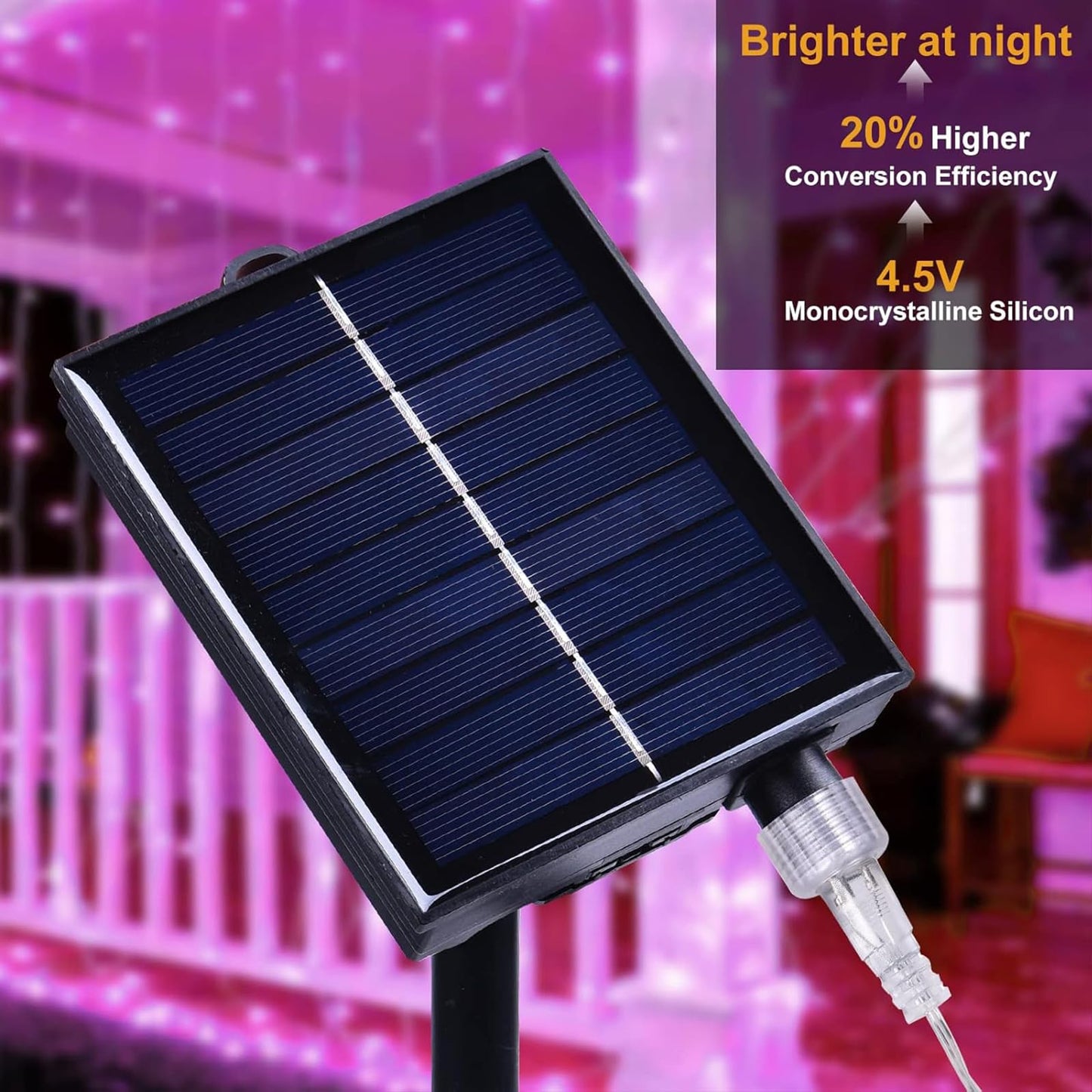 Xinxianlian 300Led Solar Curtain Lights, Waterproof Pink Twinkle Lights For Indoor/Outdoor Use, 8 Modes, Perfect For Home & Garden Decor