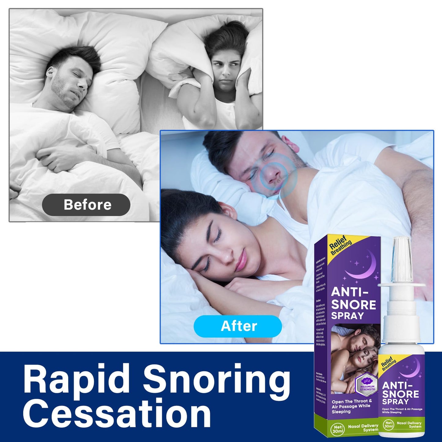 Anti Snoring Spray, Anti Snoring Devices, Fast Snoring Stop Drops for Better Sleep Effective Snoring Solution, Helps Open The Throat & Air Passage While Sleeping
