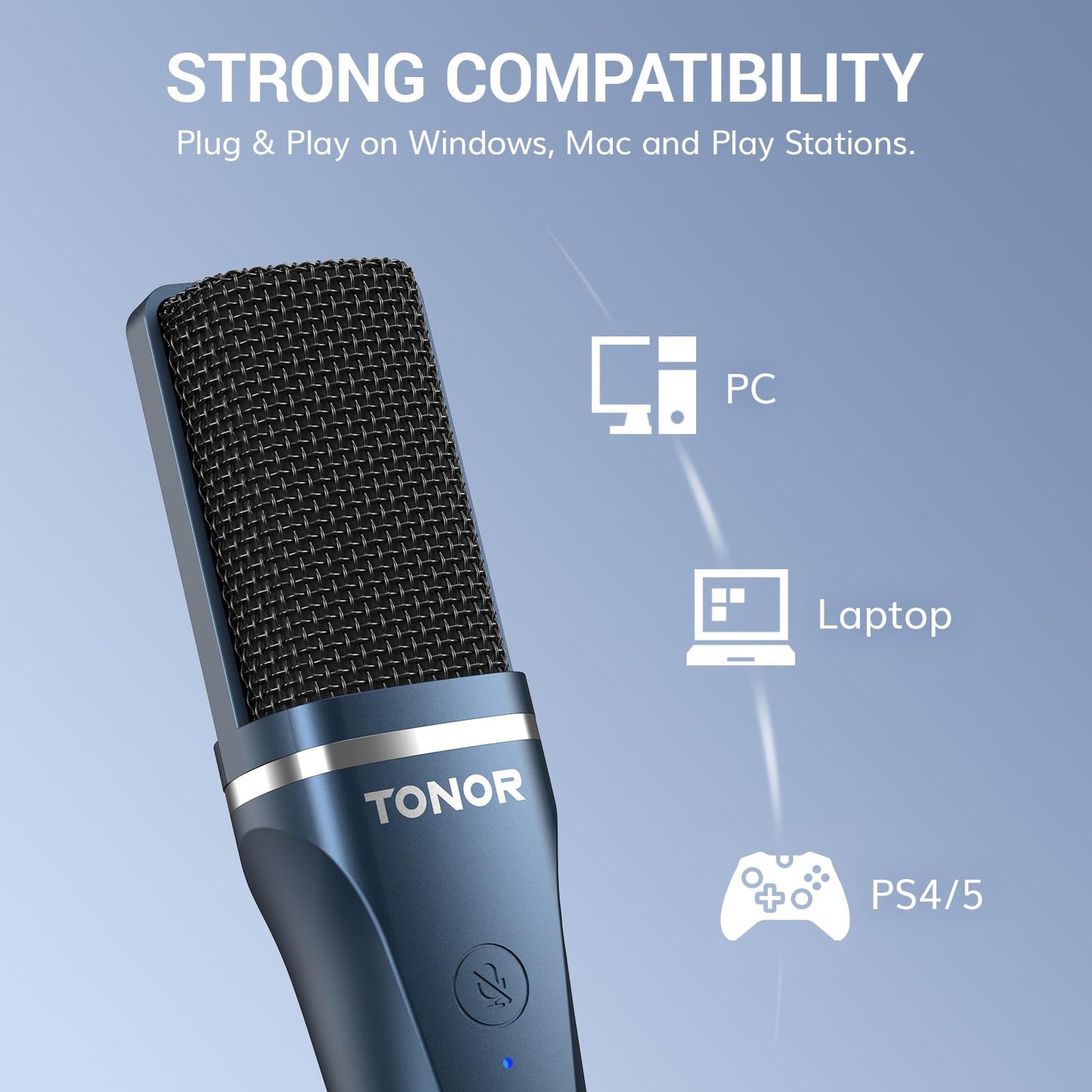 Tonor Tc-777 Podcast Microphone, Usb Computer Microphone, Cardioid Condenser Pc Mic With Tripod Stand And Pop Filter For Podcast