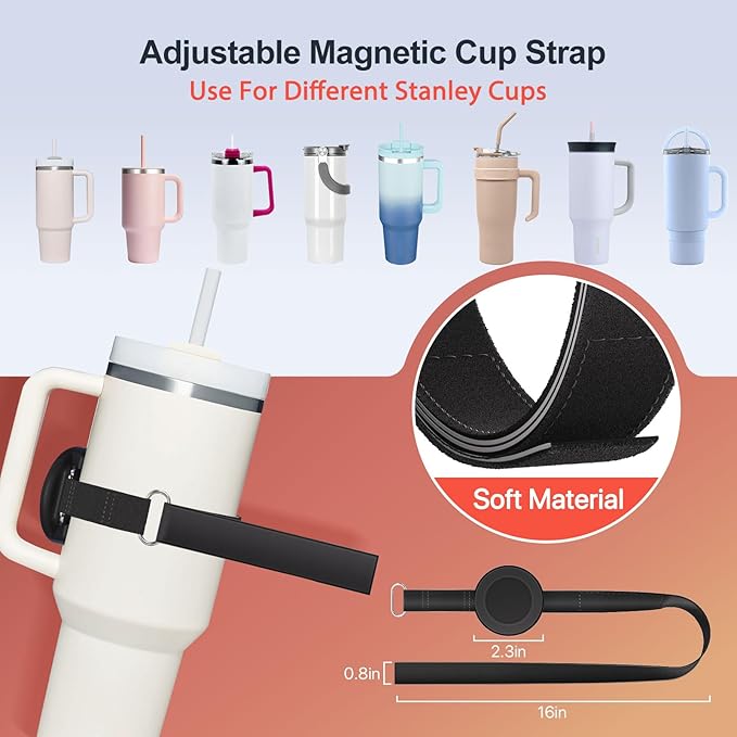 SHANSHUI Stanley Phone Holder Strap, Adjustable Strap for Watter Bottle Compatible with Magsafe for iPhone & AirPods, Stanley Cup Accessories