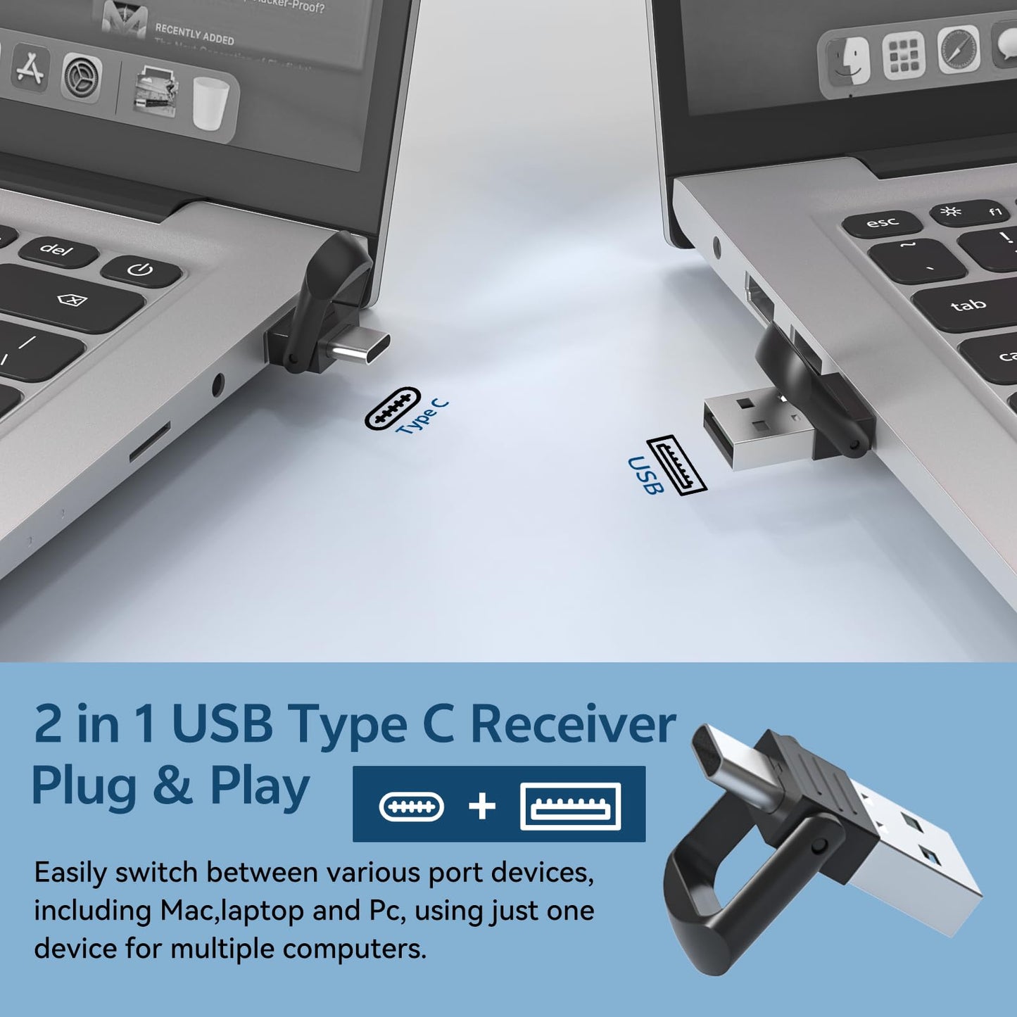 [2 In 1 Usb C + Rechargeable] Presentation Clickers, Powerpoint Clicker Wireless Presenter Remote, Presentation Pointer Ppt Slid