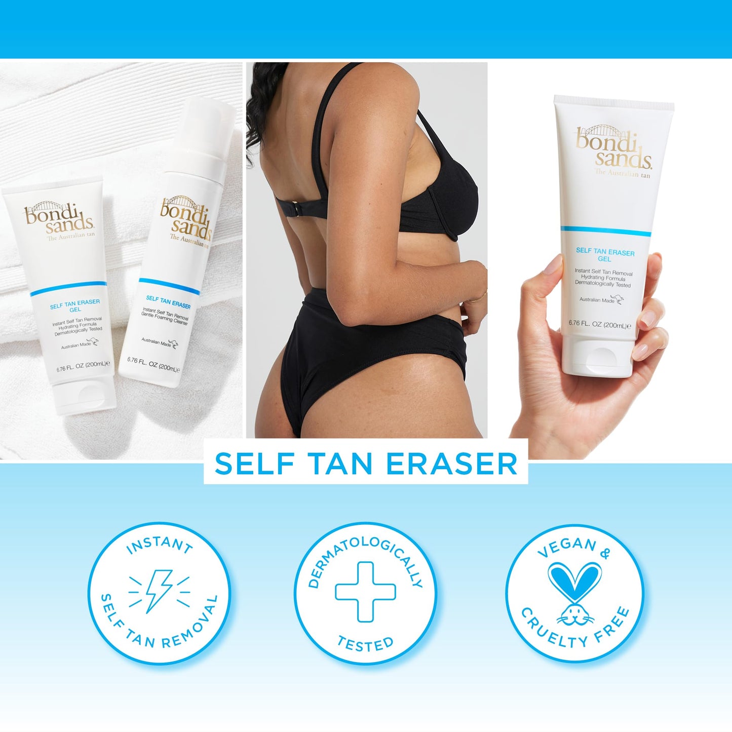 Bondi Sands Self Tan Eraser, Moisturizing, Cleansing, Gentle Formula Removes Self-Tanner and Preps Skin for Reapplication, Vegan