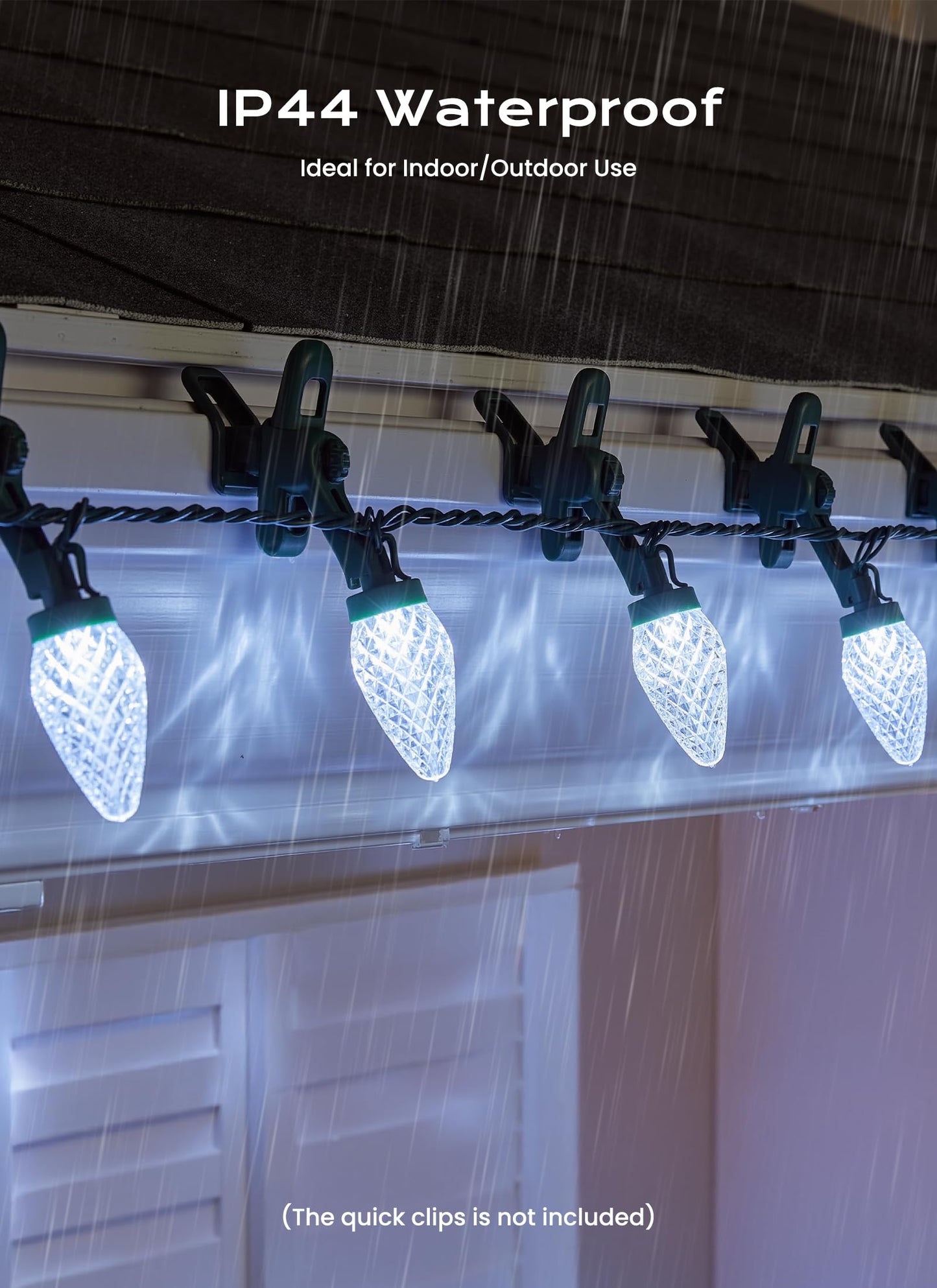 C9 Christmas Lights Outdoor  66 Ft 100 Led Connectable C9 String Lights With 8 Modes And Timer Extendable Xmas Tree Patio Roofline Garden Yard Holiday Party Indoor Outdoor Decoration  White