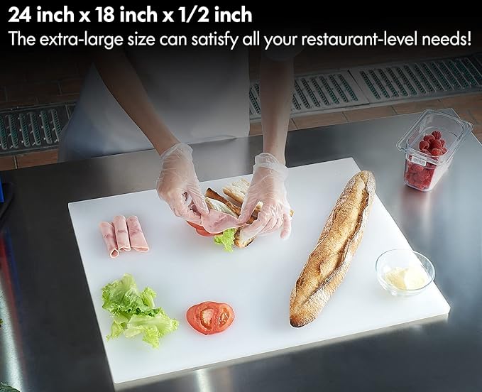 CURTA 4-Pack Cutting Boards for Kitchen, 24" x 18" x 0.5" 4-Piece (White, Red, Green, Blue) Color Coded Plastic Chopping Board with Anti Slip Surface Dishwasher Safe