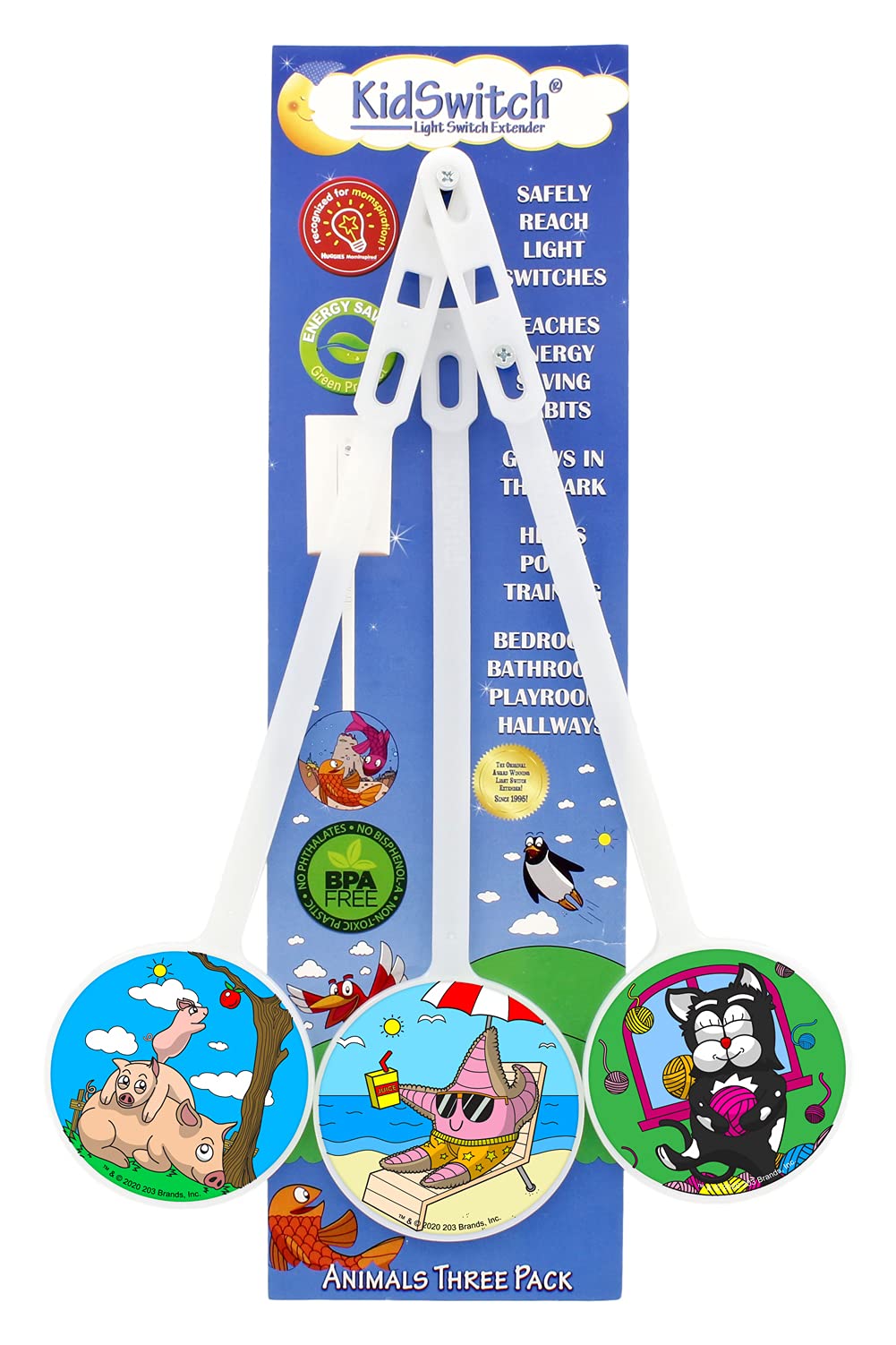 Kidswitch Light Switch Extender - Land & Sea Animals - 3 Count - Plastic