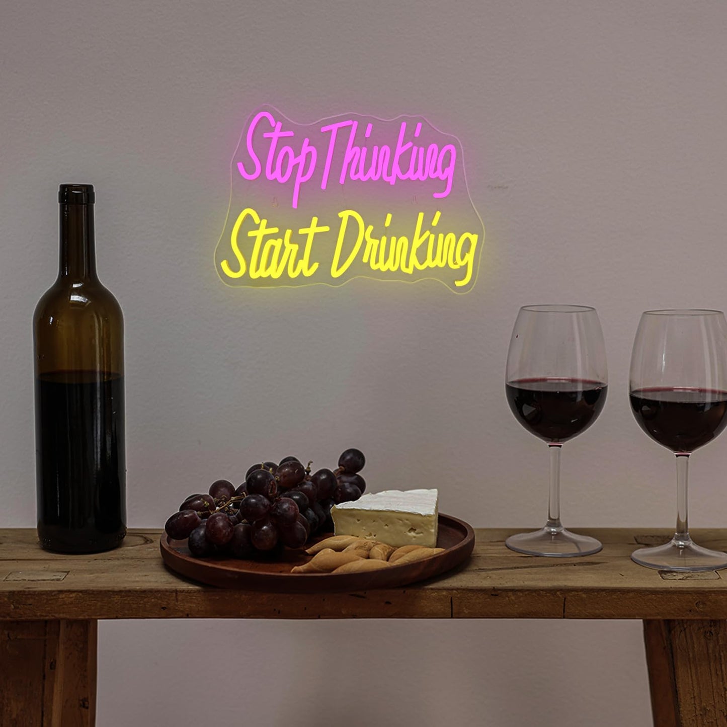 Wanxing LED Neon Sign - Dimmable Acrylic Wall Decor, 16.5inx11.8in, Colorful-Start Drinking