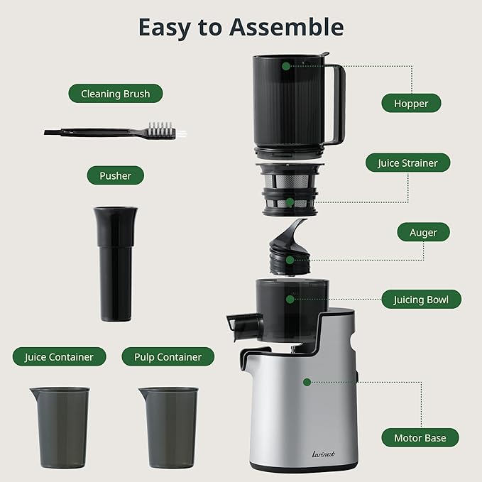 Juicer Machines, Cold Press Juicer with 4" Large Feed Chute Fit Whole Fruits and Vegetables, Easy to Clean, BPA-Free