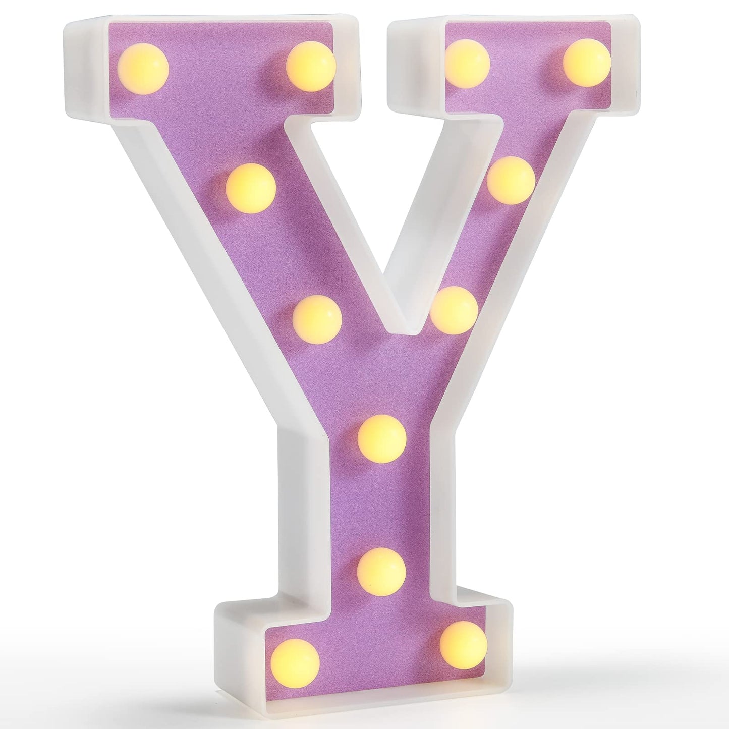Pooqla LED Letter Light Sign - Purple Alphabet Marquee Night Light for Parties and Weddings, Warm White LED, Home Decoration