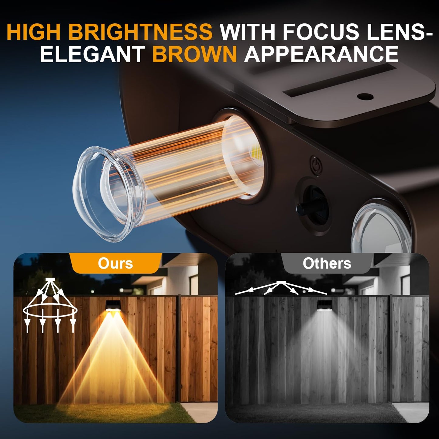 Super Long Lasting Solar Fence Lights Outdoor Deck Lights Waterproof Perfect For Winter And Rainy Days Dusk To Dawn High Brightness Solar Lighting For Wall Stair Yard Patio Backyard(18 Pack Brown)