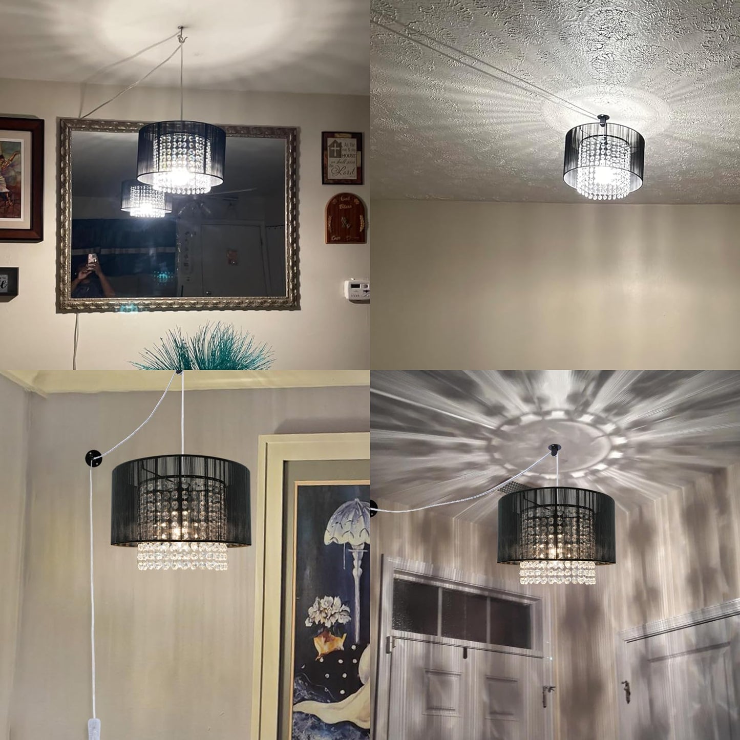 Tislyco Plug In Chandelier  Crystal Chandelier Lighting With Long Cord 15Ft And On/Off Switch  Hanging Pendant Light Plug In  Hanging Lamps That Plug Into Wall Outlet For Bedroom Living Room