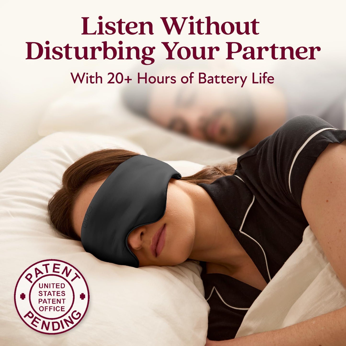 SilkSound 100% Mulberry Silk Bluetooth Sleep Mask, Skin-Friendly Sleeping Eyemask with Bluetooth Headphones, Sleep Gifts for Women, Silk Eye Mask Headband Headphones for Sleeping Side Speakers