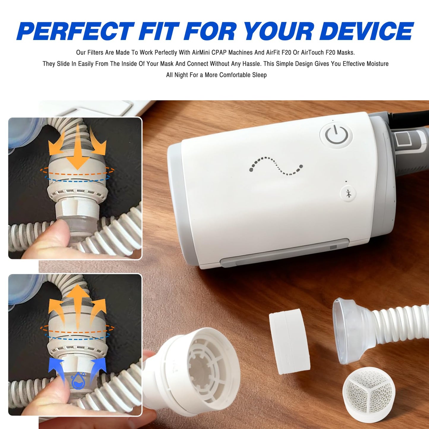 Humidx Plus for Airmini - (6 Pack) HME for air mini HumidX Plus,Replacement Humidifier Filter - Compatible with Airmini CPAP Machine & P10 Nasal Pillows, N20, N30 Nasal Masks,Individually Sealed