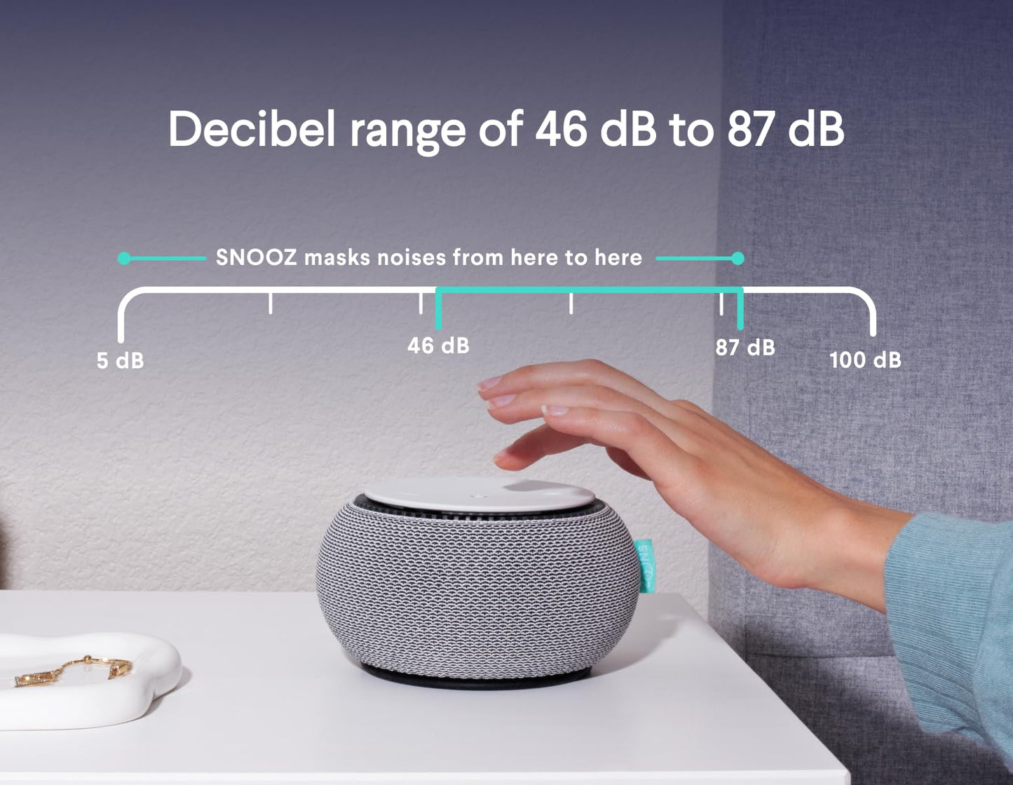 SNOOZ Smart White Noise Sound Machine - Real Fan Inside for Non-Looping White Noise, Sleep Aid for Adults, Travel, Sleeping, Bedroom, Portable, Baby Registry Essential - Cloud
