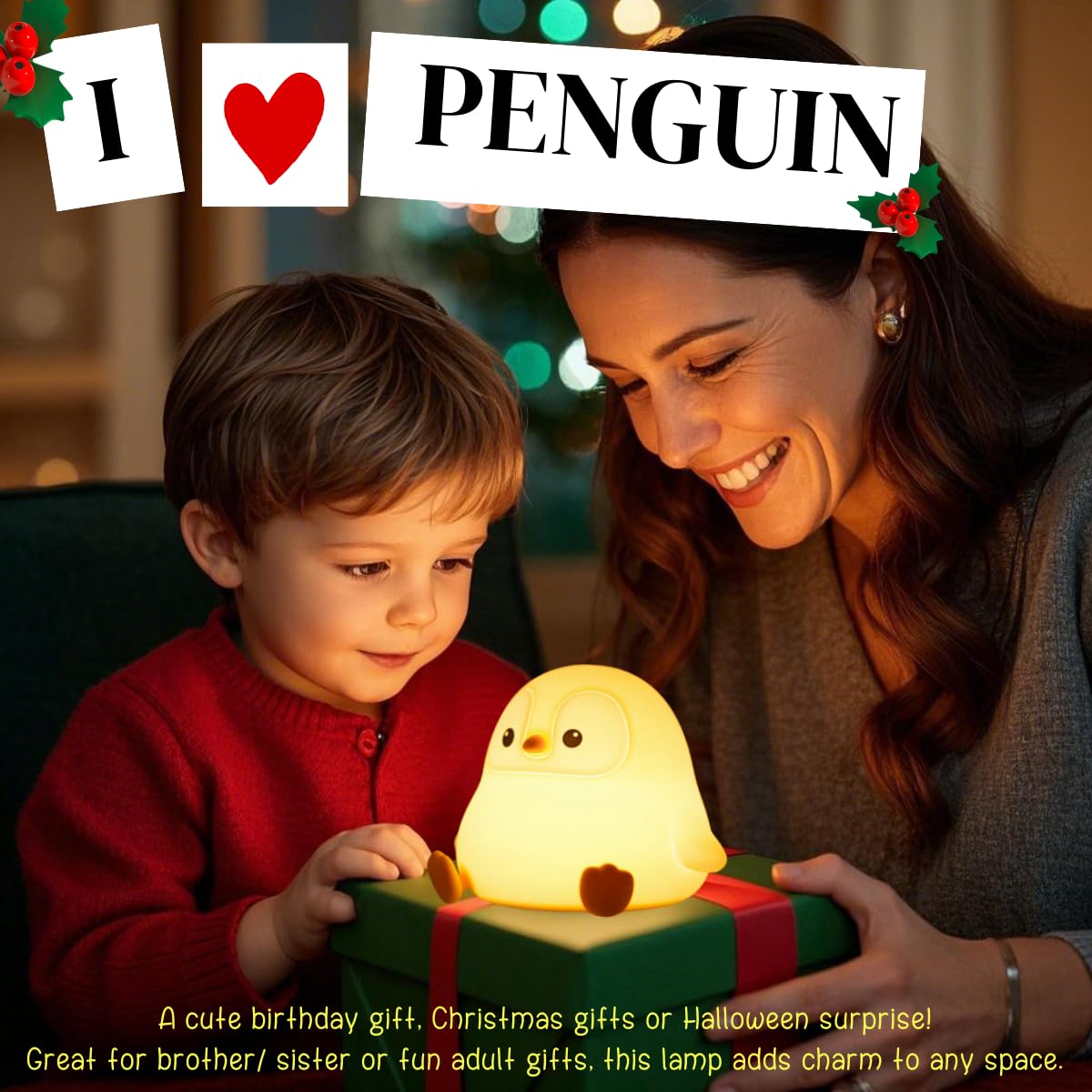 Yr Yrhh-Pet Penguin Cute Night Light For Kids  Squishy Rechargeable Penguin Gifts Lamp  Food Grade Silicone Dimmable Touch Nightlight  Boy Girl Light Up Gray Penguins  Baby Nursery Room Animal D?Cor