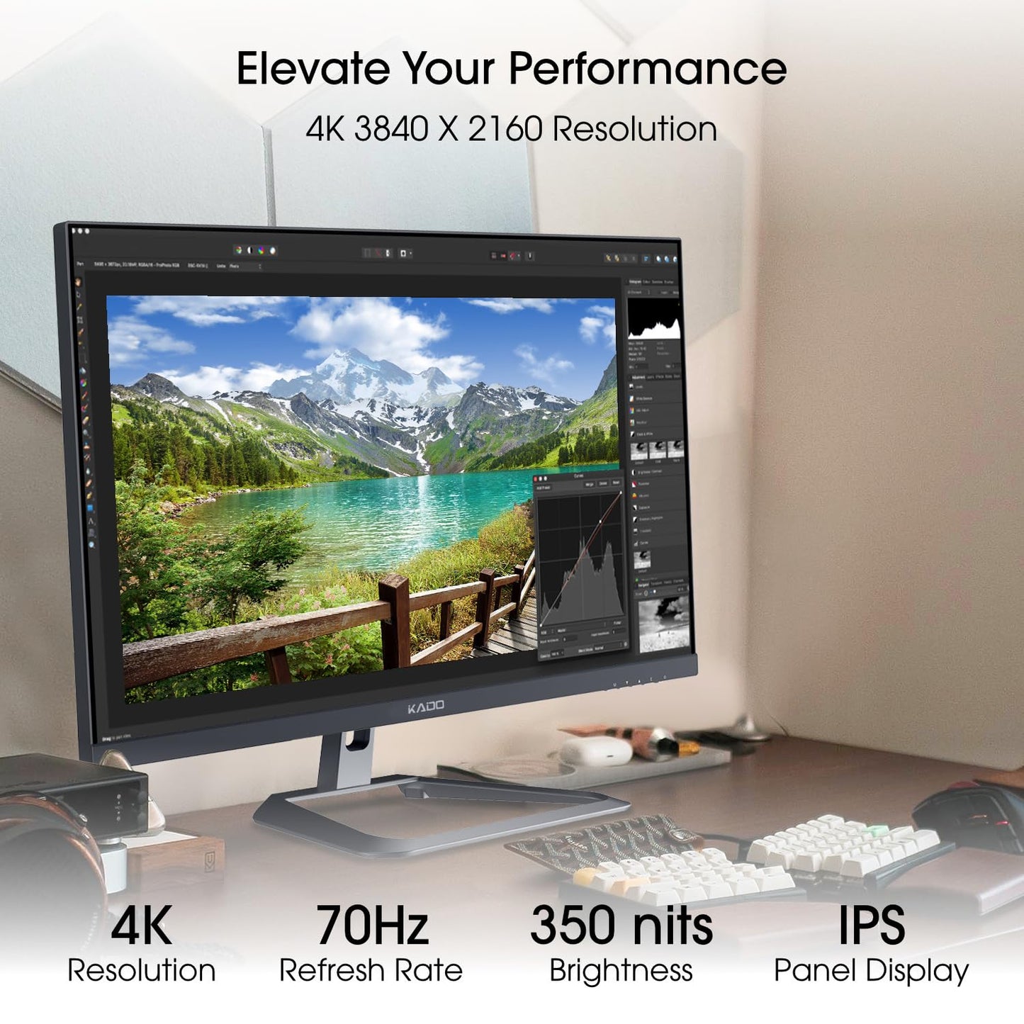 Kado Dual Monitor Setup - 2-Pack 27" 4K UHD Computer Monitor 3840x2160 70Hz VESA Mount HDMI DisplayPort Office Gaming Hybrid Built-in Speakers (U27X Dual Series)