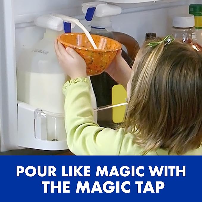 The Magic Tap Automatic Drink Dispenser - Hands-Free Beverage Dispenser for Fridge - Perfect for Milk, Juice - Gifts for Women & Men - 1 Pack, White