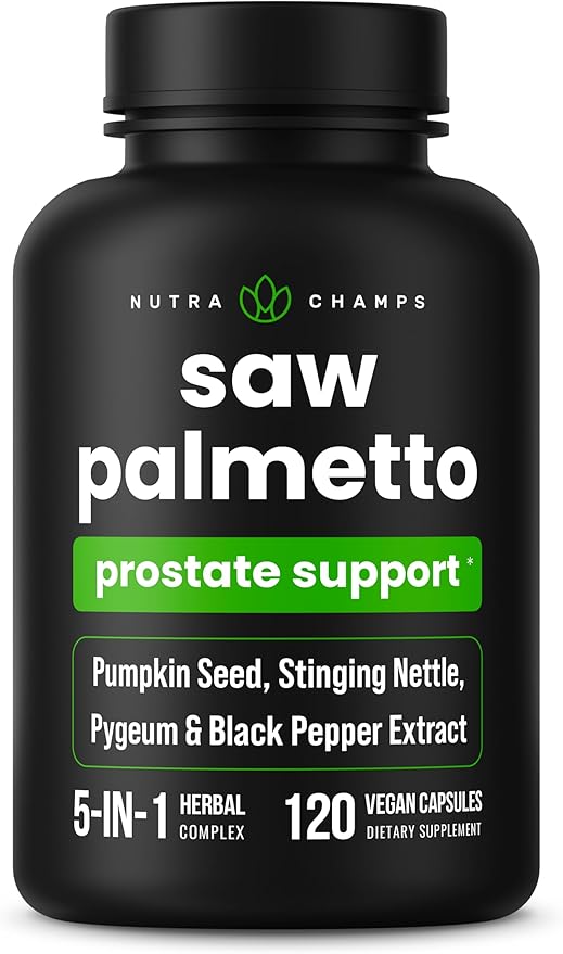 NutraChamps Saw Palmetto Supplement for Prostate Health [Extra Strength] 600mg Complex with Extract, Berry Powder & Herbs - Supports Healthy Urination Frequency, 120 Capsules