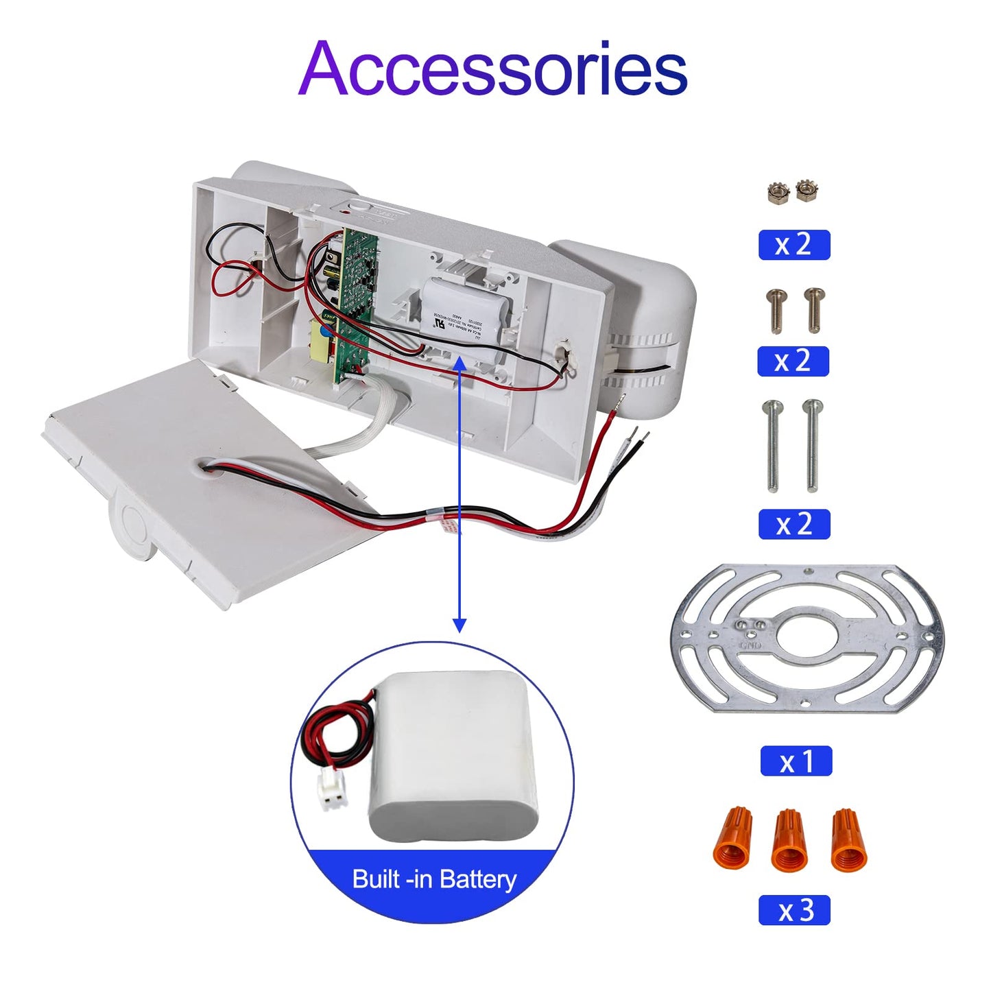 Gzruiyang Led Emergency Lights With Battery Backup  Commercial Emergency Light Fixtures For Business Home Power Failure Emergency Exit Sign Lighting With 1.0 Meter Plug  Adjustable Square Head