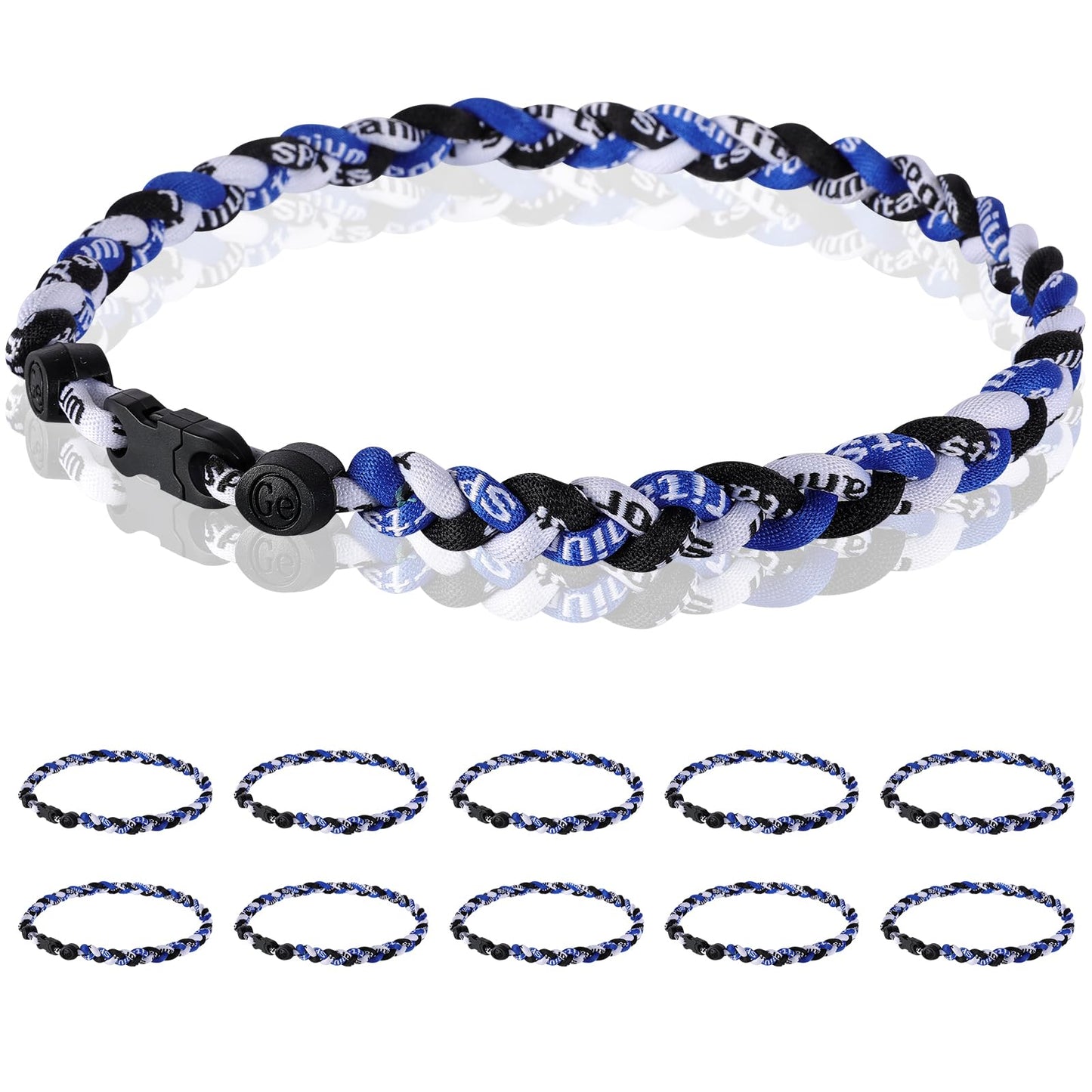Midtatus 18inch Baseball Necklace,12 Pack, Team Gift for Baseball Funs, Fashion Three Braided Titanium Tornado Rope Design with